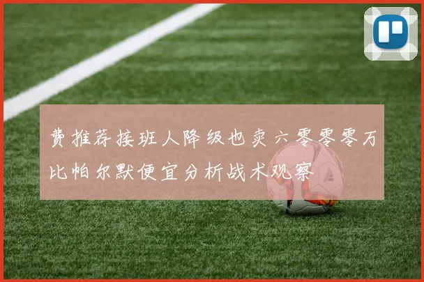 费推荐接班人降级也卖六零零零万比帕尔默便宜分析战术观察